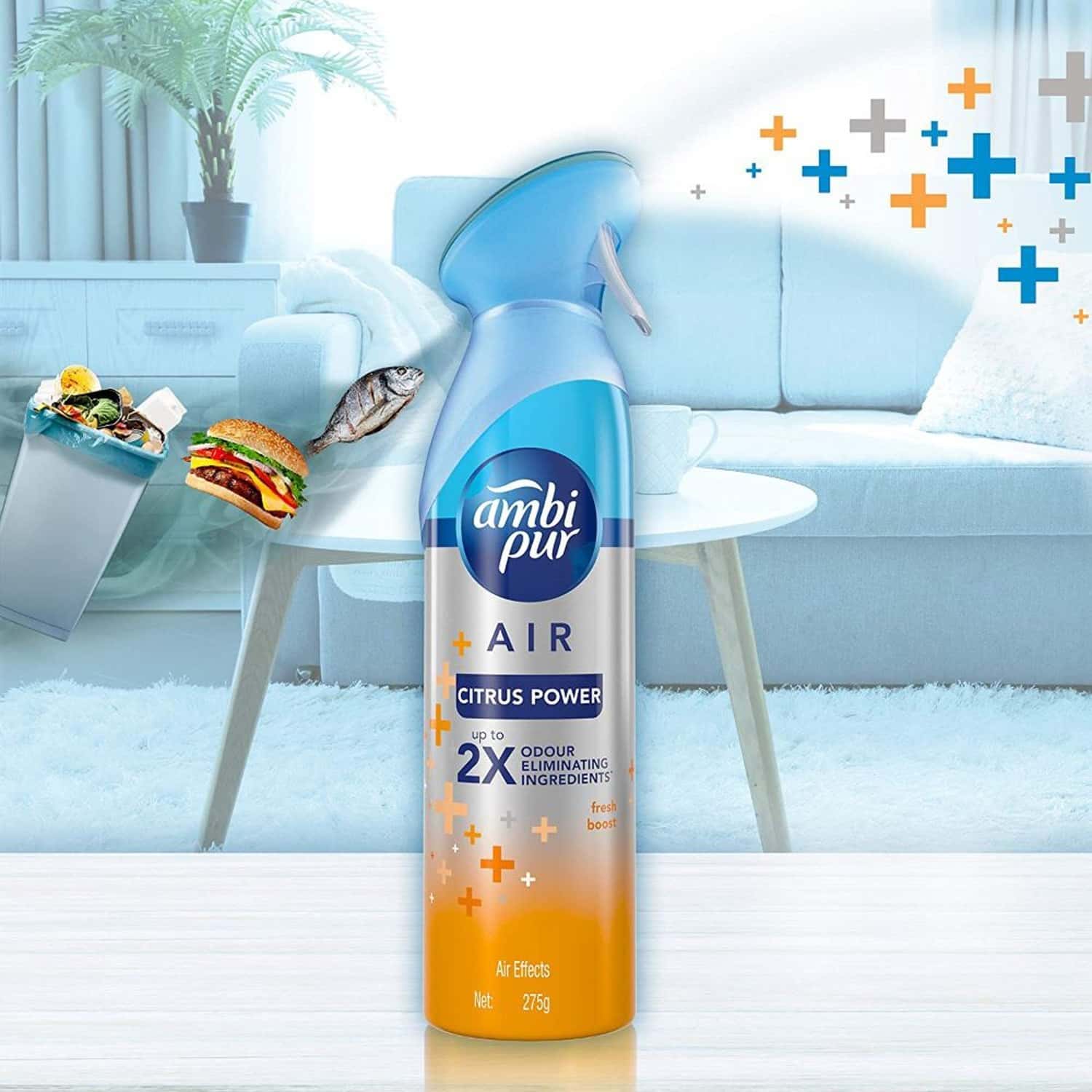 Ambi Pur Citrus Power Odour Eliminating Air Freshener Spray - Fresh Boost -  275gm