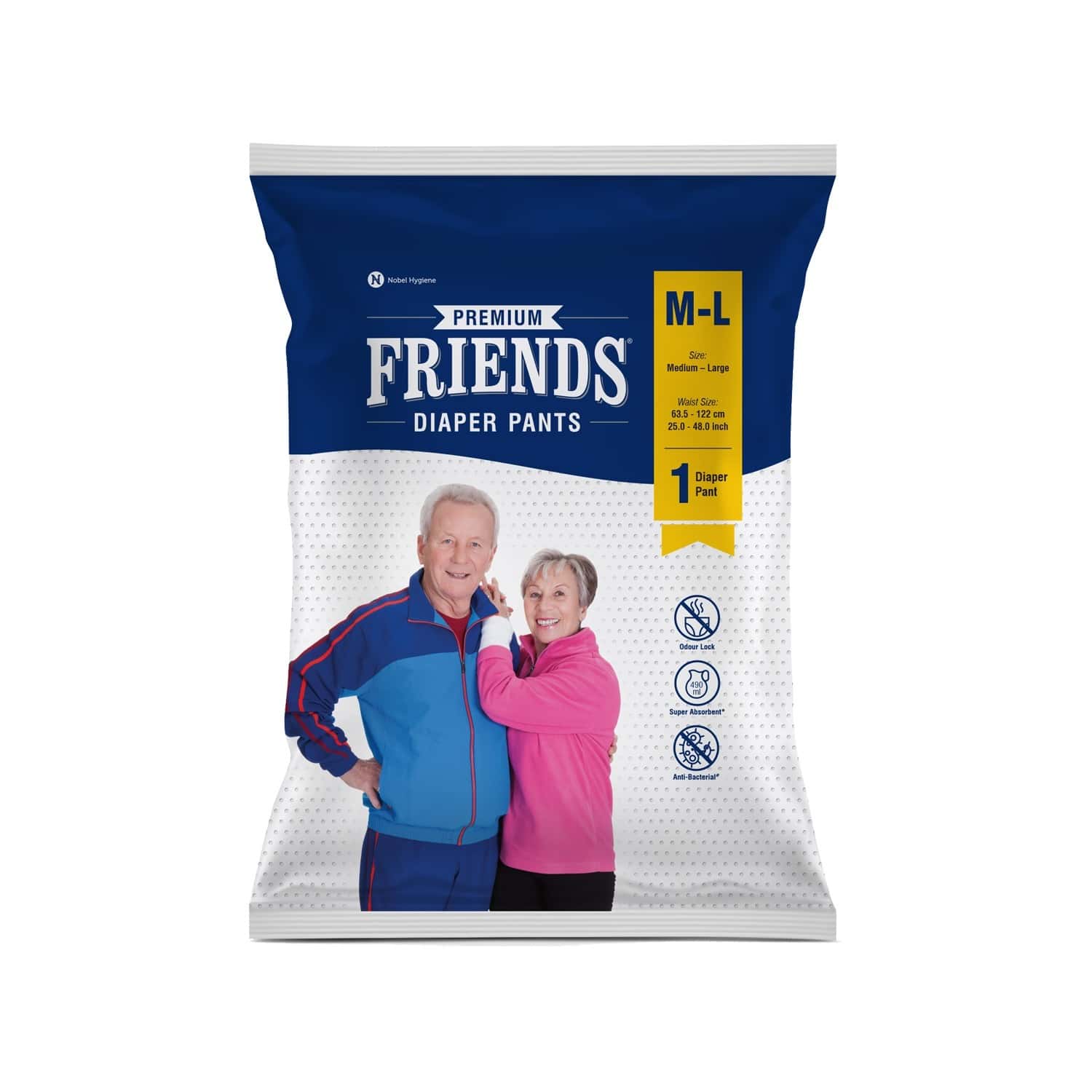 Friends Premium Adult Diapers Pant Style - 10 Count - Medium - with od