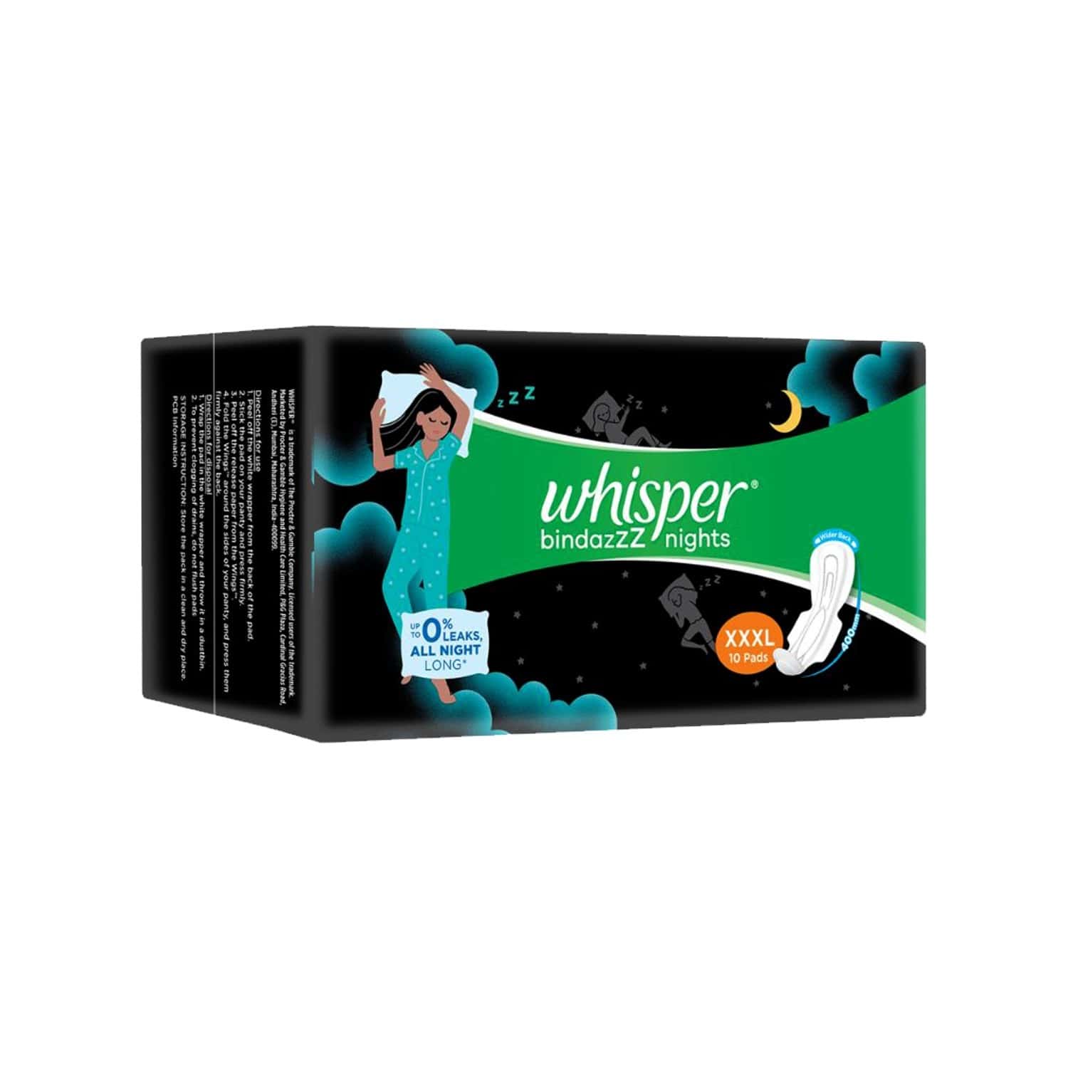 Whisper Bindazzz Nights Xxxl - 10 Pads
